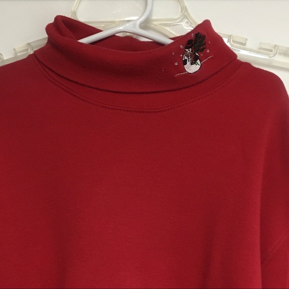 Holiday/snowman themed red turtleneck - Picture 2 of 8
